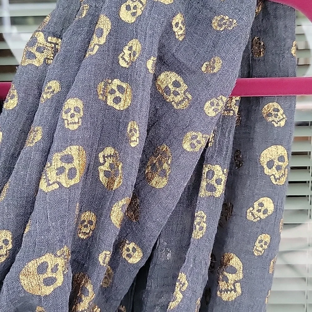 Evelyn K New York Gold Foil Skull Infinity Scarf